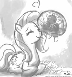 Size: 735x788 | Tagged: safe, artist:johnjoseco, fluttershy, pegasus, pony, crossover, grayscale, metroid, metroid (species), monochrome, nintendo