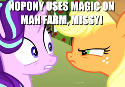 Size: 622x432 | Tagged: safe, edit, edited screencap, screencap, starlight glimmer, pony, unicorn, no second prances, angry, frown, glare, grumpy, image macro, imminent pain, meme, scared, this will end in pain, unamused