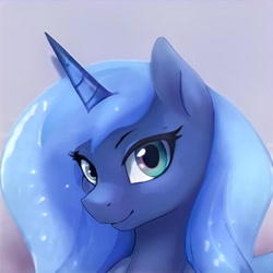 Size: 1024x1024 | Tagged: safe, artist:thisponydoesnotexist, princess luna, alicorn, pony, looking at you, neural network, s1 luna