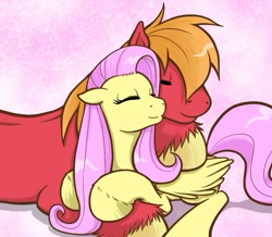 Size: 623x543 | Tagged: safe, artist:redhotkick, big macintosh, fluttershy, earth pony, pegasus, pony, ask big red macintosh, fluttermac, male, shipping, sleeping, stallion