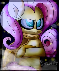 Size: 816x979 | Tagged: safe, artist:extradan, fluttershy, pegasus, pony, clothes, female, mare, scarf