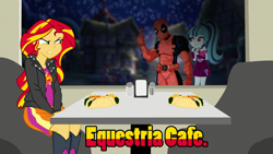 Size: 1280x720 | Tagged: safe, artist:ngrycritic, sonata dusk, sunset shimmer, equestria girls, deadpool