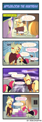 Size: 660x1914 | Tagged: safe, artist:reikomuffin, apple bloom, applejack, earth pony, pony, alternate hairstyle, comic