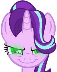Size: 4212x5228 | Tagged: safe, starlight glimmer, pony, unicorn, absurd resolution, bust, colored pupils, evil, glare, glowing eyes, grin, looking at you, portrait, simple background, smiling, solo, transparent background, vector