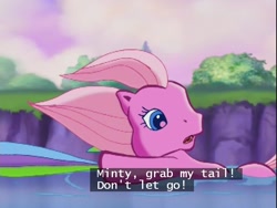 Size: 640x480 | Tagged: safe, pinkie pie, rarity (g3), earth pony, pony, g3, the runaway rainbow, out of context, subtitles, tail