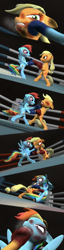 Size: 1280x4986 | Tagged: safe, artist:johnflaherty, derpibooru import, applejack, rainbow dash, earth pony, pegasus, pony, 3d, boxing, bruised, gmod