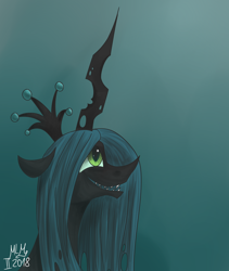 Size: 1420x1680 | Tagged: safe, artist:leise-favency, queen chrysalis, changeling, changeling queen, crown, cute, cutealis, daaaaaaaaaaaw, female, gradient background, happy, jewelry, looking up, regalia, smiling, solo, teeth