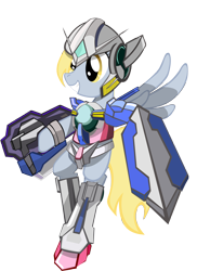 Size: 3000x4123 | Tagged: safe, artist:rorycon, derpy hooves, pegasus, pony, absurd resolution, crossover, female, gn-001 gundam exia, gundam, gundam 00, gundam exia, mare, mobile suit gundam 00