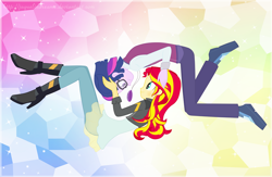 Size: 1000x651 | Tagged: dead source, safe, artist:jaquelindreamz, dusk shine, sci-dusk, sci-twi, sunset shimmer, twilight sparkle, equestria girls, friendship games, blushing, boots, clothes, crystal prep academy, crystal prep academy uniform, duskshimmer, equestria guys, female, glasses, half r63 shipping, jacket, male, masterpiece, rule 63, school uniform, shipping, shoes, straight, sunsetsparkle, trash