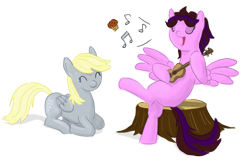 Size: 1000x649 | Tagged: safe, artist:king-kakapo, derpy hooves, pegasus, pony, amy keating rogers, female, mare, ponified, ukulele, unicon