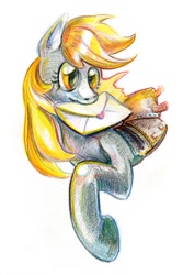 Size: 601x901 | Tagged: safe, artist:maytee, derpy hooves, pegasus, pony, female, letter, mare, solo