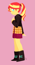 Size: 725x1350 | Tagged: safe, artist:magneticskye, sunset shimmer, equestria girls, clothes, female, lineless, simple background, solo