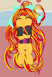 Size: 3840x5600 | Tagged: safe, artist:beavernator, sunset shimmer, equestria girls, beavernator is trying to murder us, clothes, cute, equestria girls ponified, floppy ears, imminent belly rub, on back, ponified, shimmerbetes, solo