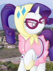 Size: 899x1205 | Tagged: safe, artist:ark9, artist:iflysna94, rarity, pony, unicorn, camping outfit, glasses, solo