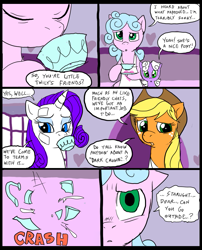 Size: 827x1025 | Tagged: safe, artist:metal-kitty, applejack, rarity, oc, earth pony, pony, unicorn, comic:mlp project, comic