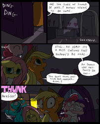 Size: 827x1025 | Tagged: safe, artist:metal-kitty, applejack, fluttershy, pinkie pie, rainbow dash, rarity, earth pony, pegasus, pony, unicorn, comic:mlp project, comic