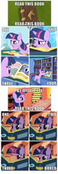 Size: 500x1488 | Tagged: safe, derpibooru import, twilight sparkle, book, comic, golden oaks library, raise this barn, song