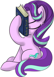 Size: 1738x2500 | Tagged: safe, artist:datapony, starlight glimmer, pony, unicorn, book, eyes closed, facebooking, female, hoof hold, how to, mare, silly, silly pony, simple background, sitting, solo, transparent background