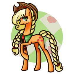 Size: 1000x1000 | Tagged: safe, artist:sandra626, applejack, earth pony, pony, alternate hairstyle, braided tail, hat, raised hoof, solo