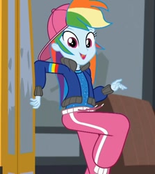 Size: 965x1080 | Tagged: safe, derpibooru import, rainbow dash, equestria girls, cap, hat