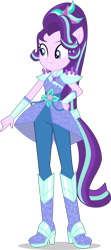 Size: 2674x6000 | Tagged: safe, artist:limedazzle, edit, part of a set, starlight glimmer, equestria girls, legend of everfree, absurd resolution, alternate universe, boots, clothes, crystal guardian, high heel boots, ponied up, ponytail, request, simple background, smiling, solo, sparkles, transparent background, vector, vector edit