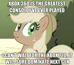 Size: 625x553 | Tagged: safe, applejack, earth pony, pony, female, image macro, liar face, liarjack, mare