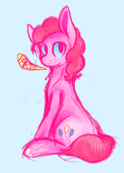 Size: 1024x1431 | Tagged: safe, artist:fractality, pinkie pie, earth pony, pony, female, mare, pink coat, pink mane, sitting, solo