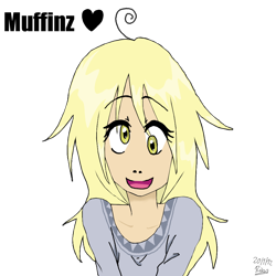 Size: 1000x1000 | Tagged: safe, artist:senaris, derpy hooves, blonde hair, clothes, female, humanized, smiling, solo