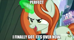 Size: 873x481 | Tagged: safe, edit, edited screencap, screencap, crackle cosette, queen chrysalis, changeling, changeling queen, pony, unicorn, the mean 6, camera, dialogue, discovery family logo, disguise, disguised changeling, engrish, female, glowing horn, image macro, mare, meme, solo