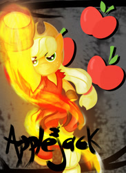 Size: 900x1230 | Tagged: safe, artist:evangel-rising, applejack, earth pony, pony, crossover, fighting gloves, karate, ken masters, shoryuken, street fighter