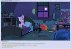 Size: 1878x1300 | Tagged: safe, screencap, starlight glimmer, moth, pony, to where and back again, /mlp/, 4chan, greentext, solo, starlight's room, text