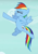 Size: 338x480 | Tagged: safe, derpibooru import, screencap, rainbow dash, pegasus, pony, it isn't the mane thing about you, eyes closed, flying, pose