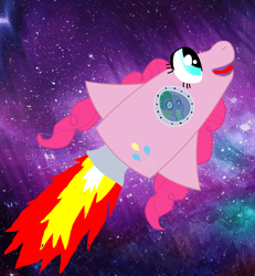 Size: 996x1080 | Tagged: safe, pinkie pie, spike, dragon, earth pony, pony, flying, personification, rocket, space, universe