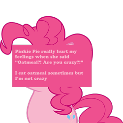 Size: 800x800 | Tagged: safe, pinkie pie, earth pony, pony, meta, oatmeal, offensive ponies, text