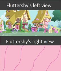 Size: 500x580 | Tagged: safe, edit, edited screencap, screencap, berry punch, berryshine, cherry berry, cherry fizzy, daisy, fluttershy, goldengrape, shoeshine, sir colton vines iii, pegasus, pony, the cutie mark chronicles, flutterview, hair, pov