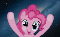 Size: 3200x2000 | Tagged: safe, pinkie pie, earth pony, pony, female, galaxy, mare, pink coat, pink mane, smiling, space