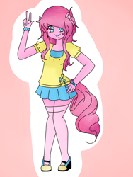 Size: 540x720 | Tagged: safe, artist:wizzybby, pinkie pie, eared humanization, humanized, pony coloring, solo, tailed humanization