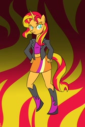 Size: 855x1280 | Tagged: safe, artist:mofetafrombrooklyn, sunset shimmer, anthro, equestria girls outfit, solo