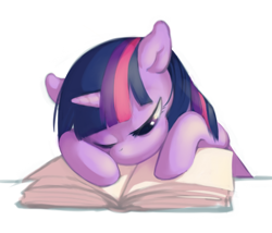 Size: 518x443 | Tagged: safe, artist:purmu, derpibooru import, twilight sparkle, book, sleeping, solo