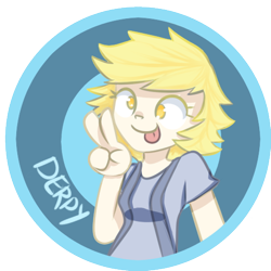 Size: 512x512 | Tagged: safe, artist:favouritefi, derpy hooves, blonde hair, clothes, female, humanized, smiling, solo