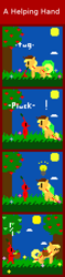 Size: 270x1150 | Tagged: safe, artist:zztfox, applejack, earth pony, pony, apple tree, basket, comic, crossover, female, mare, pikmin, pixel art, red pikmin, tree