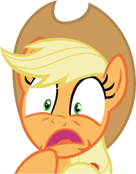 Size: 3000x3819 | Tagged: safe, artist:firestorm-can, applejack, earth pony, pony, horrified, simple background, solo, transparent background, vector