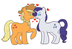 Size: 800x550 | Tagged: safe, artist:leahdraws, applejack, rarity, earth pony, pony, unicorn, female, lesbian, rarijack, shipping