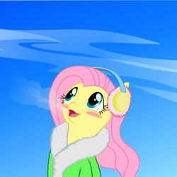 Size: 4109x4109 | Tagged: safe, artist:vasillium, fluttershy, pegasus, pony, absurd resolution, clothes, earmuffs