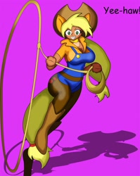 Size: 1530x1920 | Tagged: safe, artist:requiems-dirge, applejack, eared humanization, humanized, lasso, solo, tailed humanization