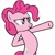 Size: 800x800 | Tagged: safe, pinkie pie, earth pony, pony, female, mare, pink coat, pink mane, pointing, serious, solo