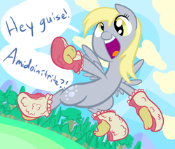 Size: 2000x1700 | Tagged: safe, artist:tess, derpy hooves, pegasus, pony, female, mare, mittens, oven mitts, solo, you're doing it wrong