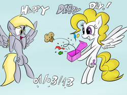 Size: 1600x1200 | Tagged: safe, artist:tixolseyerk, derpy hooves, surprise, pegasus, pony, g1, derpy day, derpy day 2013, female, g1 to g4, generation leap, mare
