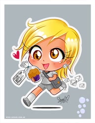 Size: 550x713 | Tagged: safe, artist:shourimajo, derpy hooves, chibi, humanized, solo