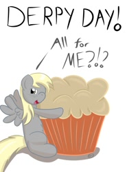 Size: 1478x2000 | Tagged: safe, artist:thorinsblade, derpy hooves, pegasus, pony, derpy day, derpy day 2013, female, giant muffin, mare, muffin